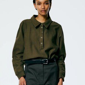Tibi Cocoon Crewneck Sweatshirt -- M, color Wood (Brown/Green)